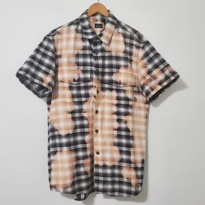 Marcelo Burlon County Of Milan Black Bleached Check Cotton Short Sleeve Shirt XL